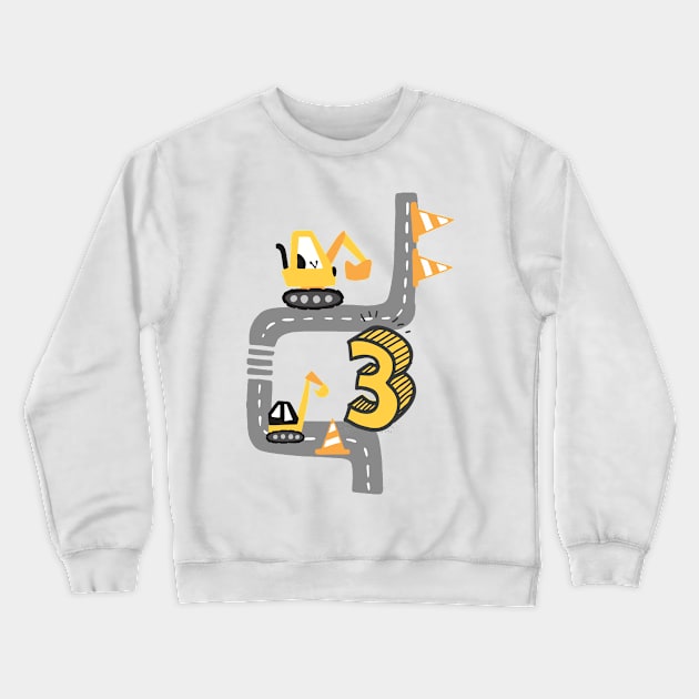 three year old excavator birthday outfit for cool guys Crewneck Sweatshirt by alpmedia